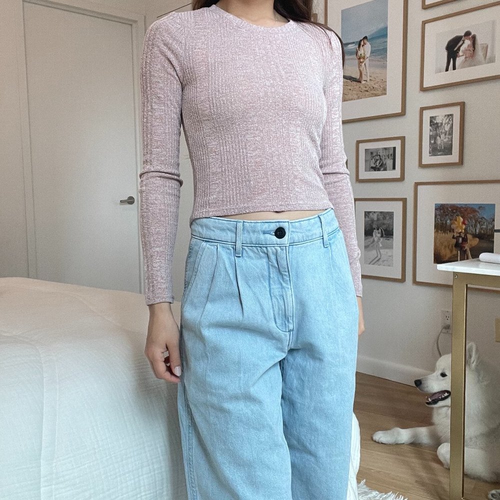 Forever 21 Thin Tight Pink Longsleeve Top XS